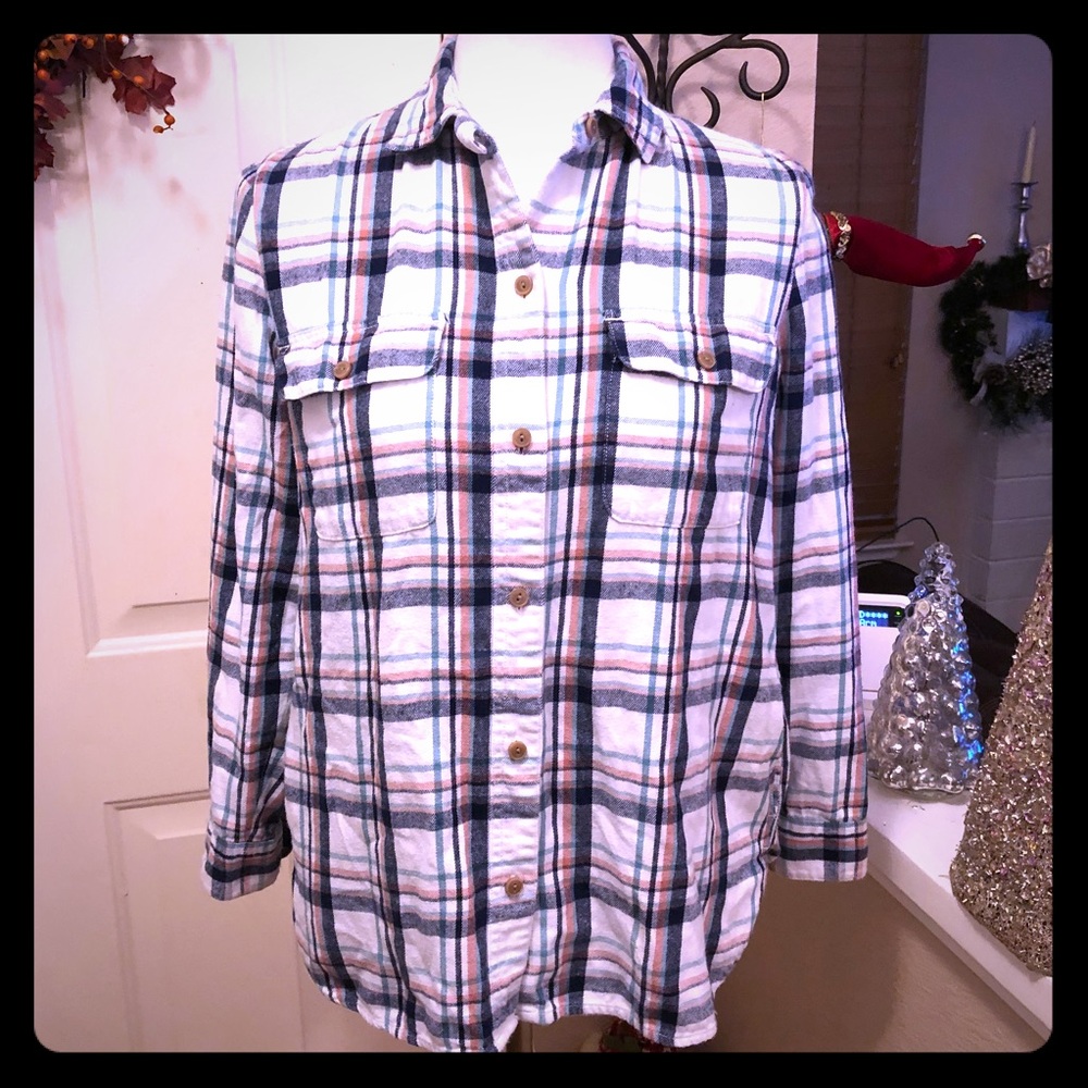 MadeWell Cozy Plaid Button Up Flannel Shirt